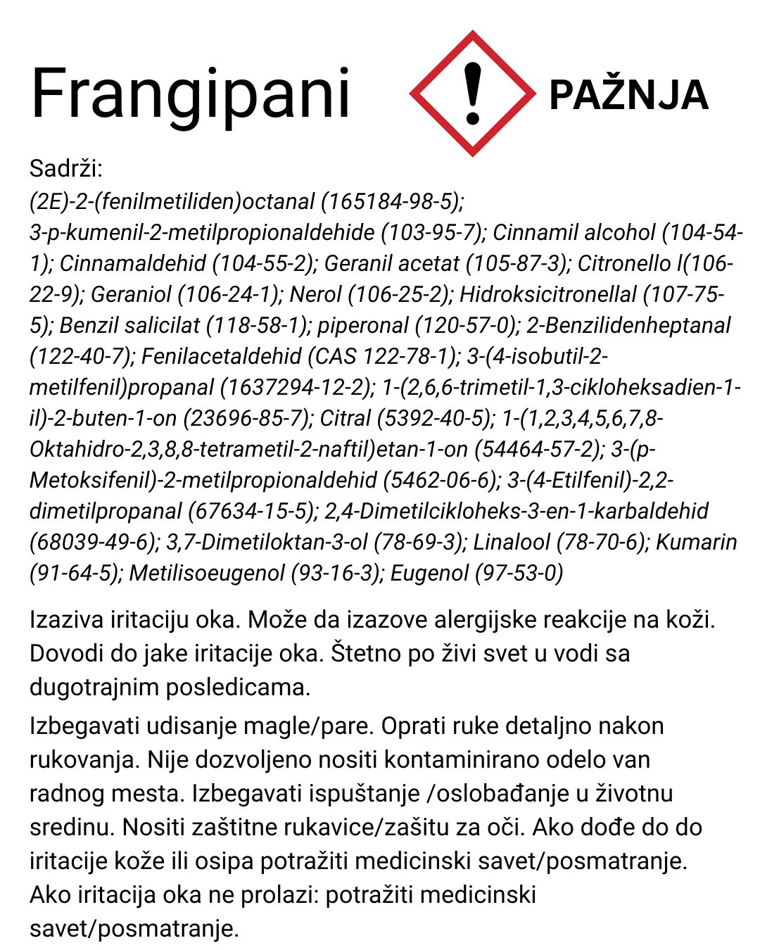 Miris za sveće Frangipani