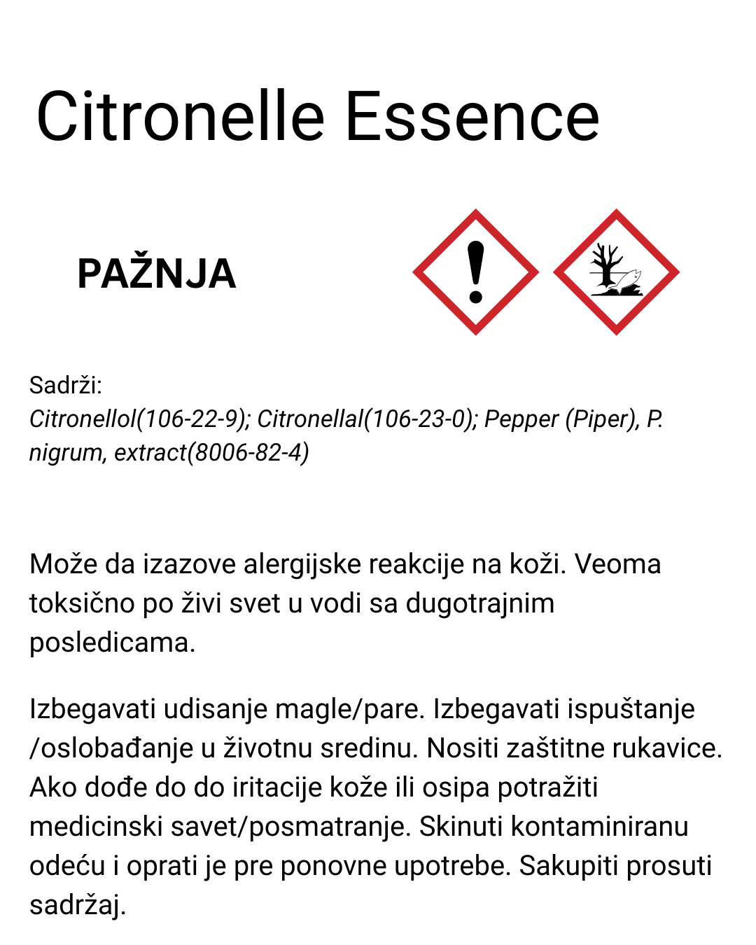 Miris za sveće Citronelle Essence
