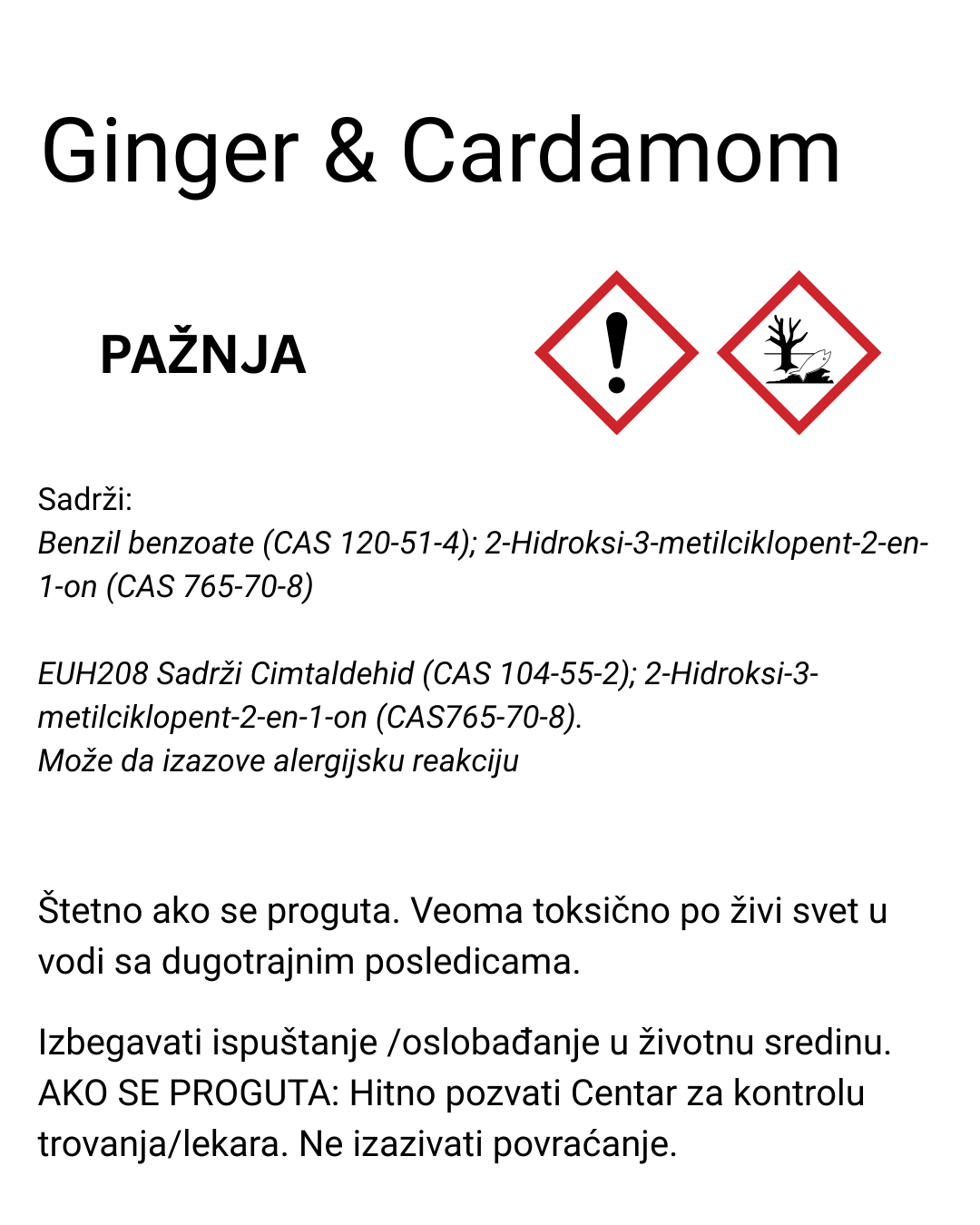 Miris za sveće Ginger & Cardamom